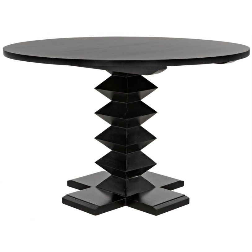 Noir Furniture Zig-Zag 48″ Dining Table in Hand Rubbed Black GTAB472HB-48