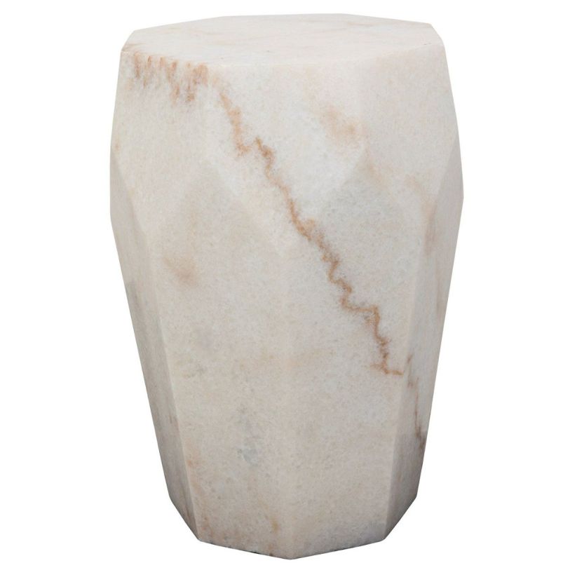 Noir Furniture Monolith Side Table in White Marble GTAB819