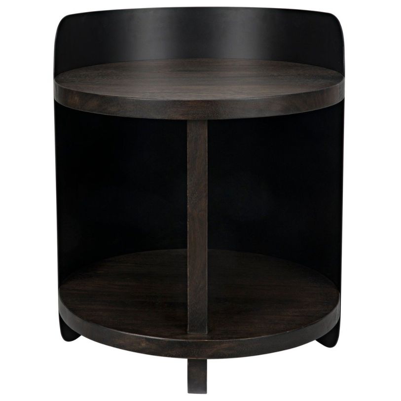 Noir Furniture Mondo Bongo Side Table in Ebony Walnut with Steel GTAB913EB