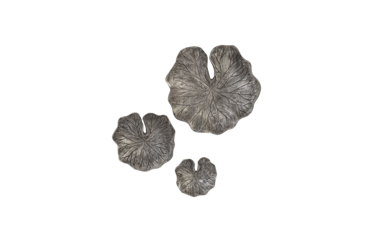 Phillips Collection Lotus Leaf Wall Tile Set in Silver/Black ID96066 CODE:UNIV20 for 20% Off