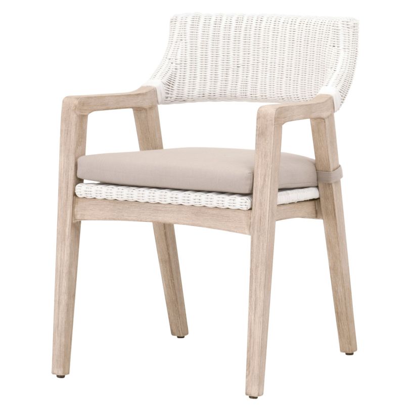 Essentials for Living Lucia Arm Chair in White Rattan 6810.WTR/LGRY/NG