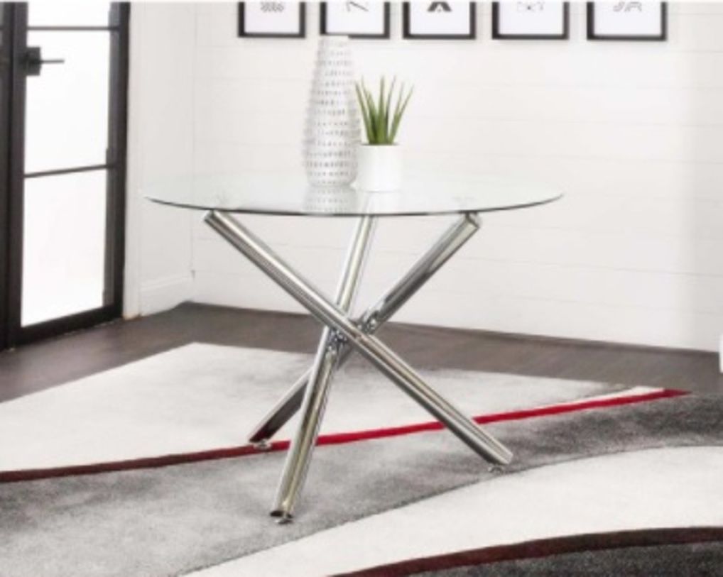 Cramco Amber Round Dining Table in Chrome