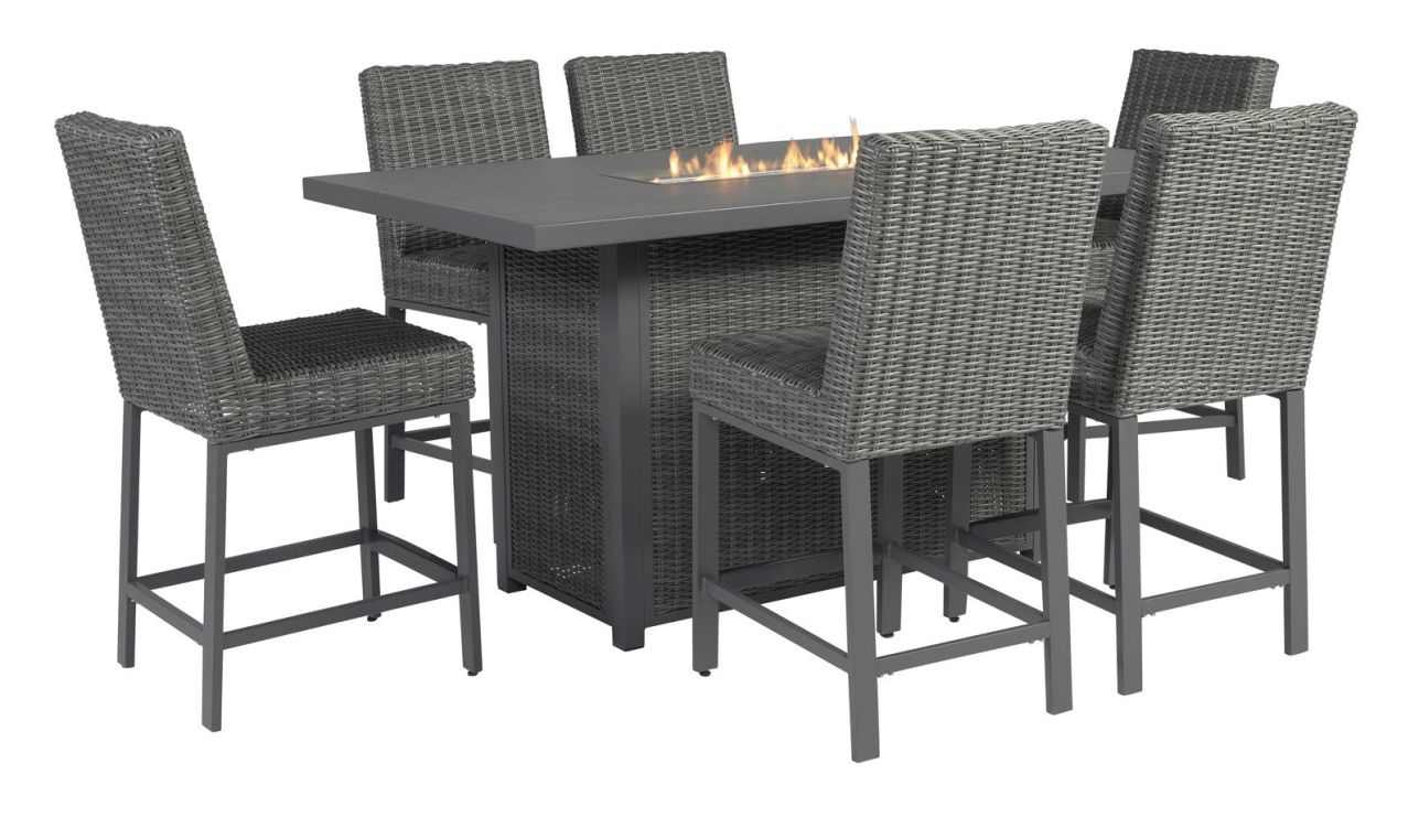 Emma Mason Signature Palladium 7-Piece Outdoor Bar Set with Fire Pit