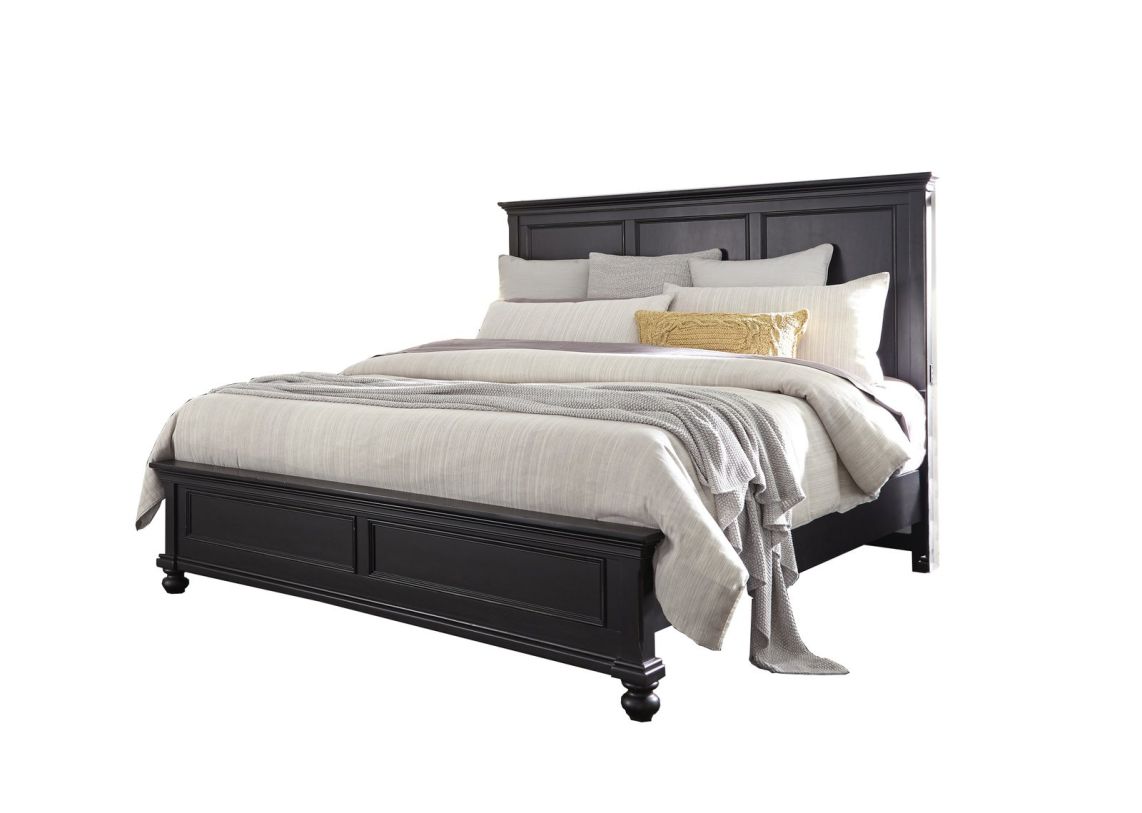 Aspenhome Oxford King Panel Bed in Black EST SHIP TIME IS 2 WEEKS