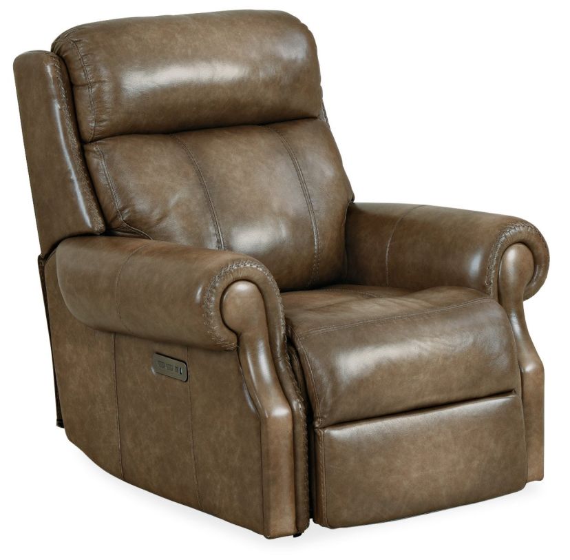 Hooker Furniture MS Brooks Power Recliner with Power Headrest in Dark Wood SS316-PH1-083