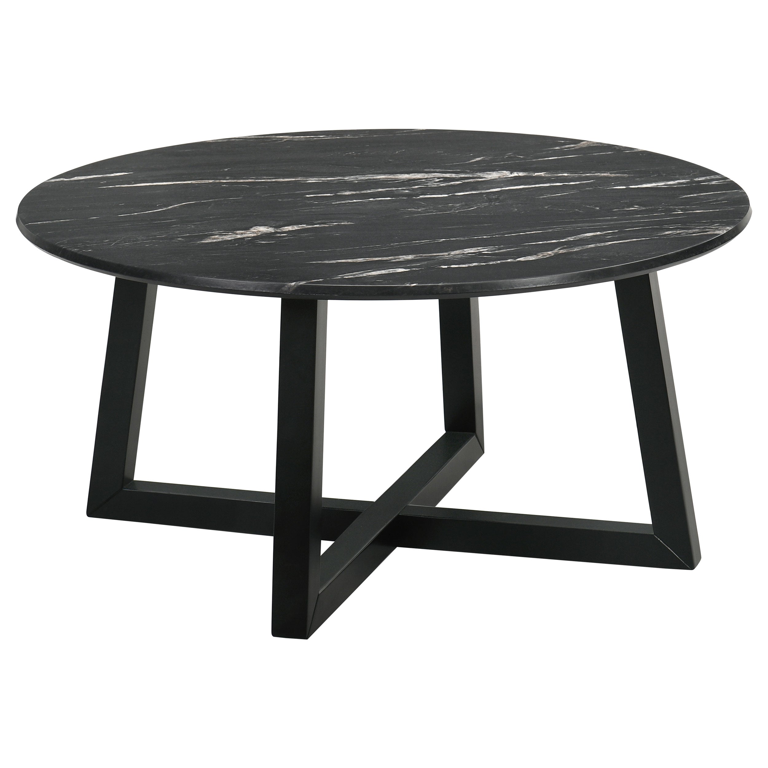 Skylark Round Marble-like SmartTop Coffee Table Black