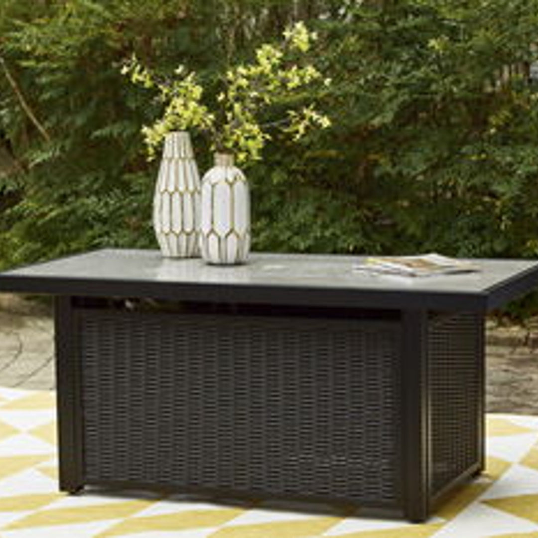 Ashley Beachcroft Rectangular Fire Pit Table – Black/Light Gray