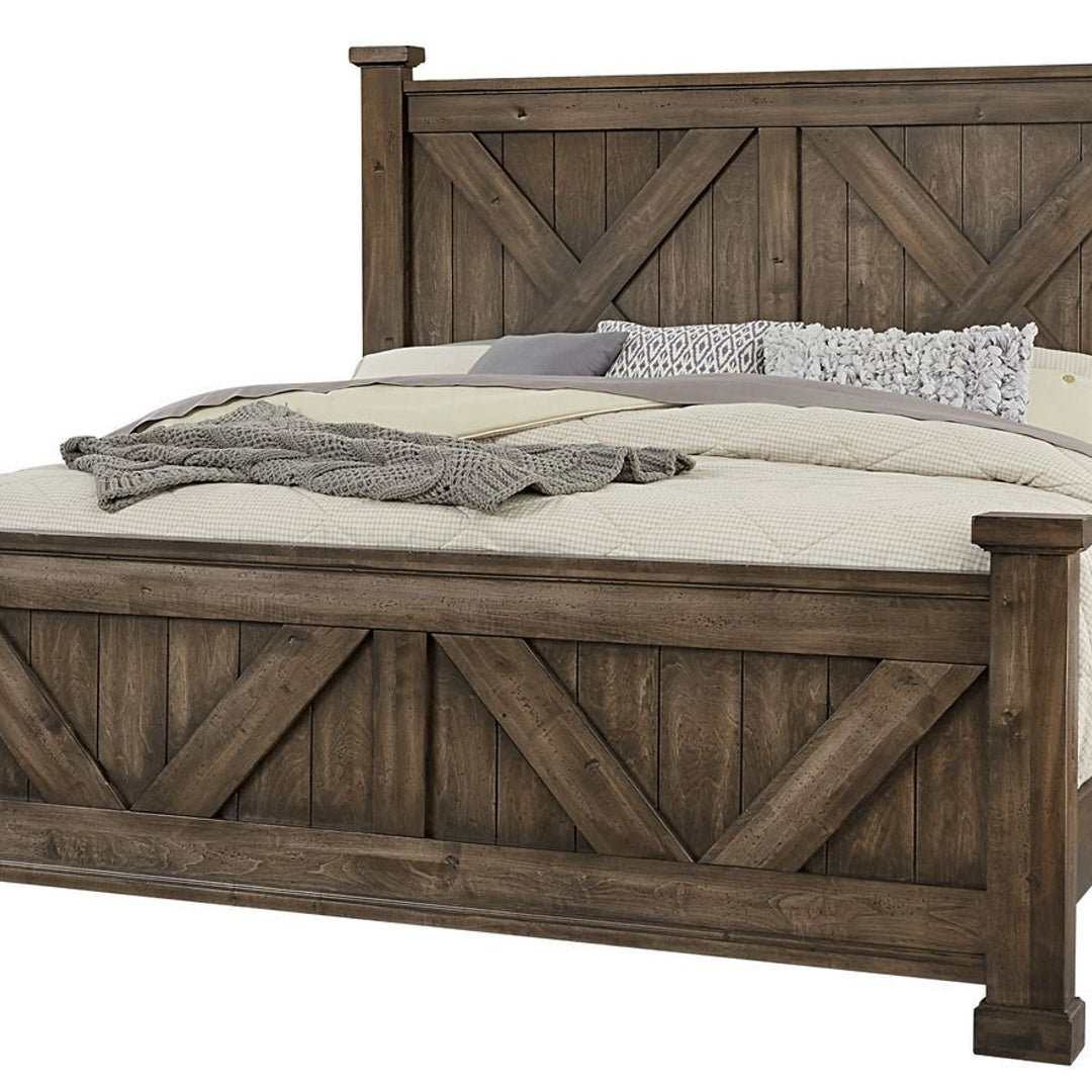 Vaughan-Bassett Cool Rustic – Queen X Bed With X Footboard – Mink