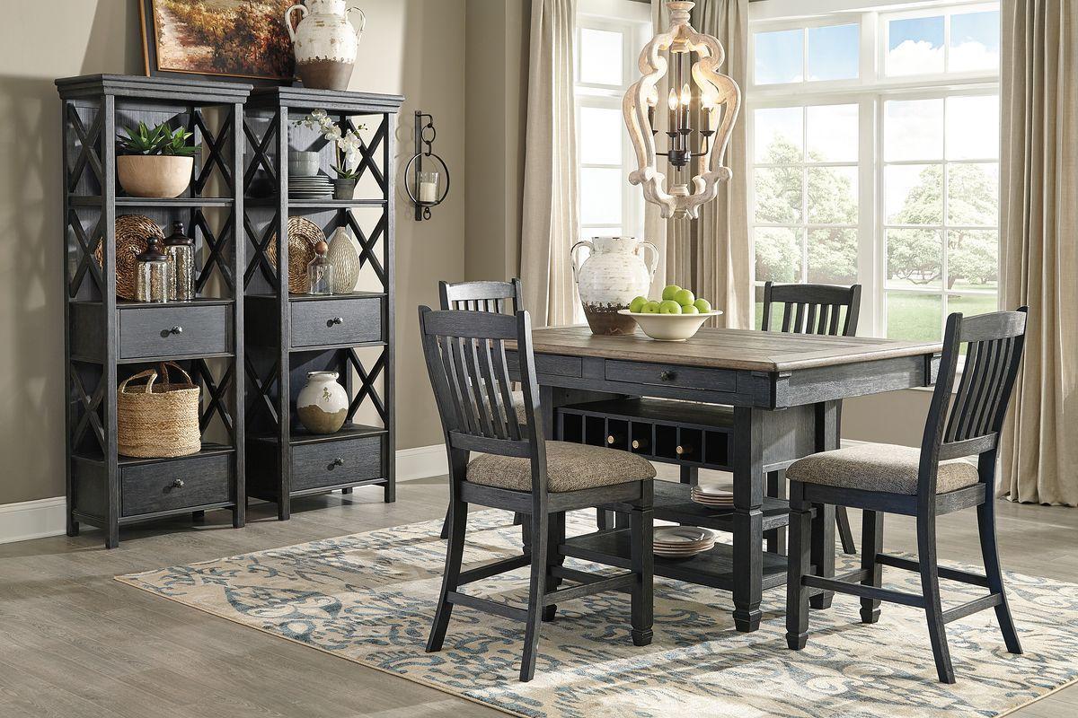 Ashley Tyler Creek – Dark Gray – 7 Pc. – Counter Table, 4 Barstools, 2 Cabinets