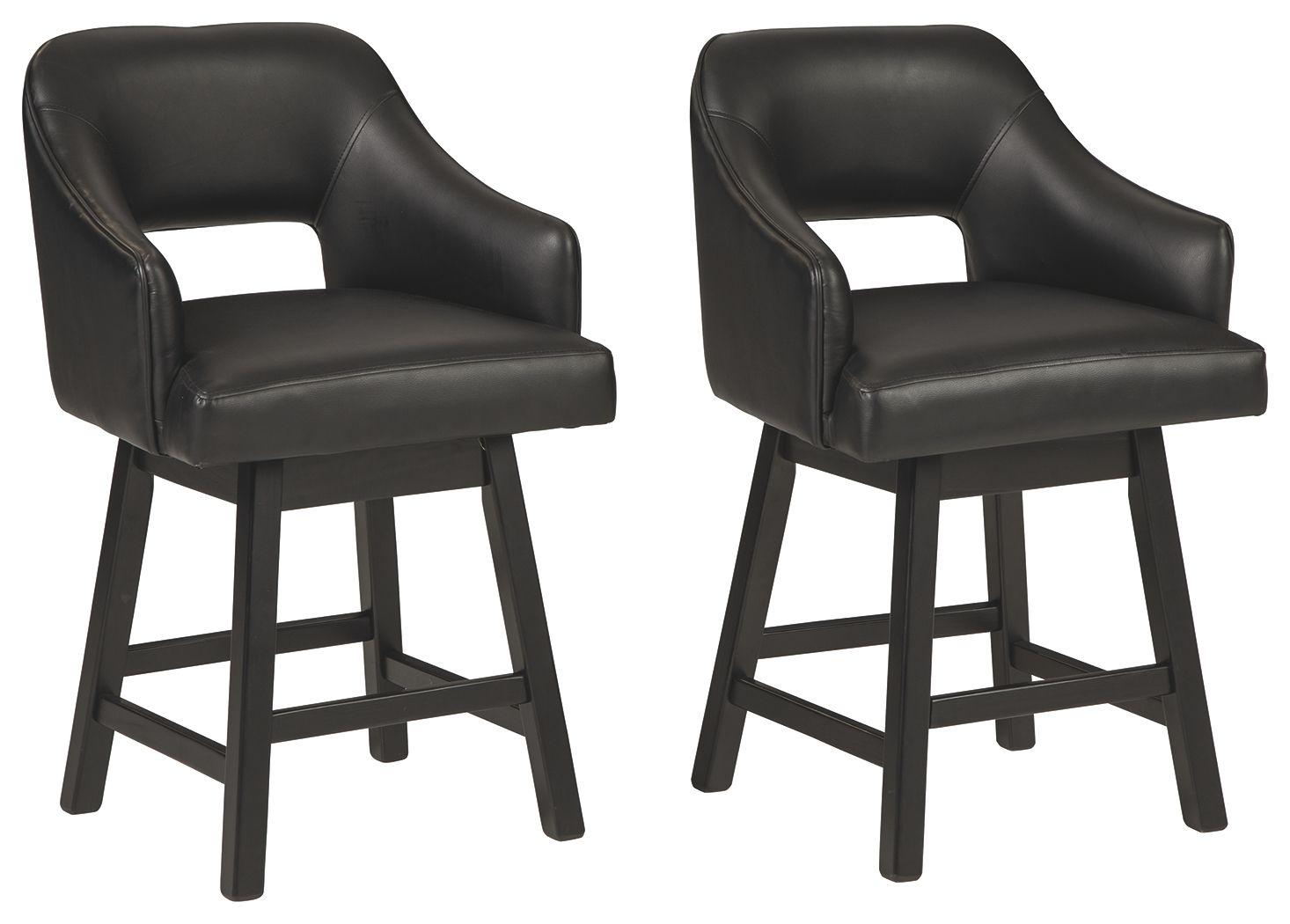 Ashley Tallenger UPH Swivel Barstool (2/CN) – Black/Dark Brown