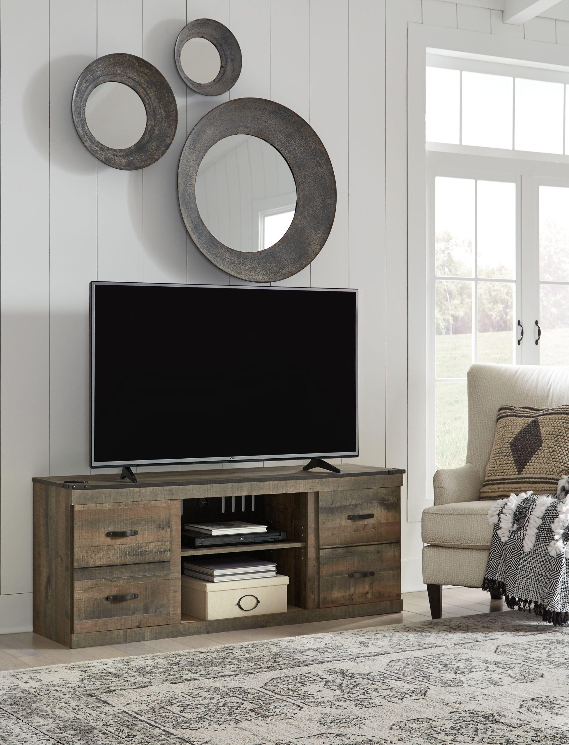 Ashley Trinell LG TV Stand w/Fireplace Option – Brown