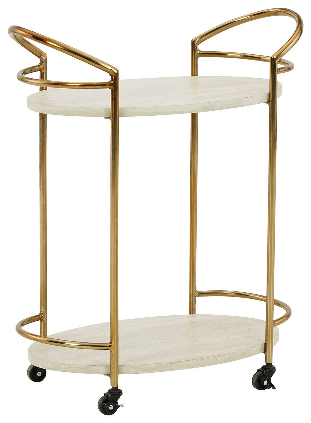 Ashley Tarica Bar Cart – Cream/Gold Finish