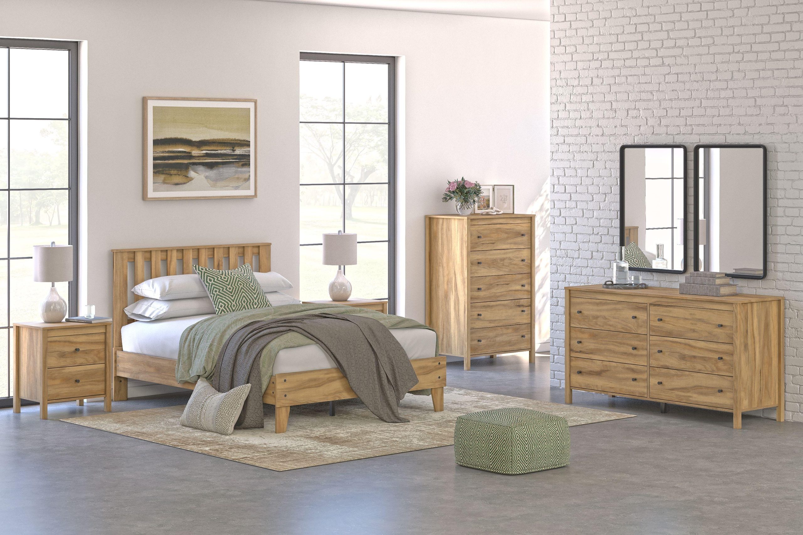 Ashley Bermacy – Light Brown – 3 Pc. – Dresser, Full Platform Panel Bed