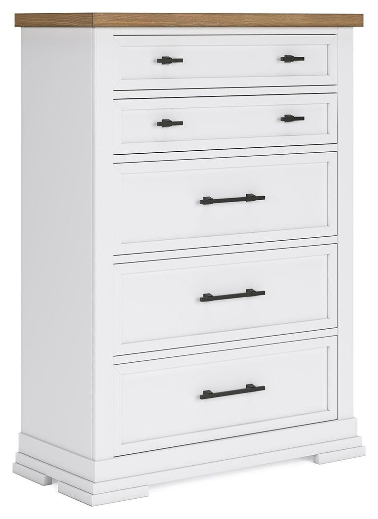 Ashley Ashbryn Five Drawer Chest – White/Natural