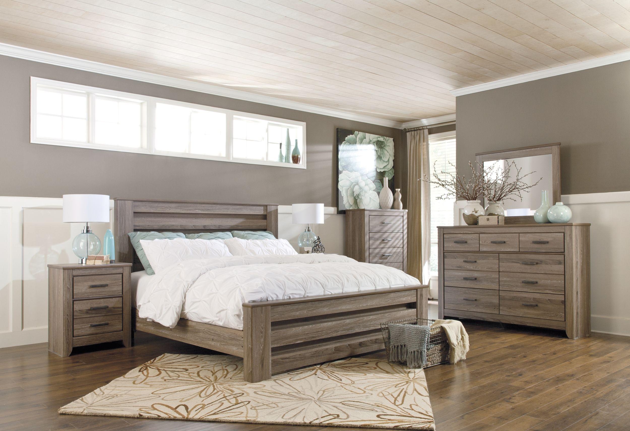 Ashley Zelen – Warm Gray – 5 Pc. – Dresser, Mirror, King Panel Bed