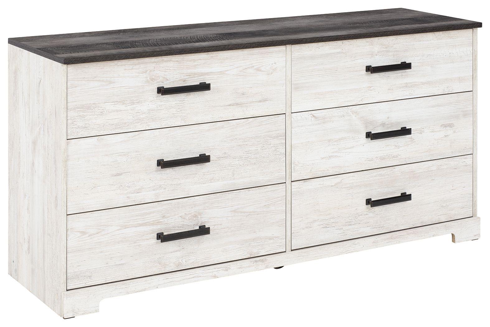 Ashley Shawburn Six Drawer Dresser – Whitewash/Charcoal Gray